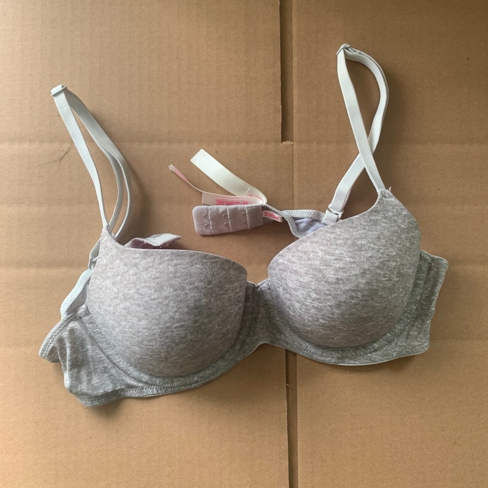 PINK Grey Lightly Lined Bra